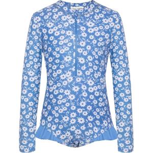 imageGRACE KARIN Girls One Piece Swimsuits Long Sleeve Bathing Suits Swimwear 514YBlue Daisy
