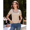 imageShort Sleeve Tops for Women Trendy Womens T Shirts Dressy Summer T Shirts for Women Blouses for Women Apricot Size M