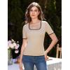 imageShort Sleeve Tops for Women Trendy Womens T Shirts Dressy Summer T Shirts for Women Blouses for Women Apricot Size M