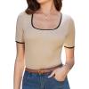 imageShort Sleeve Tops for Women Trendy Womens T Shirts Dressy Summer T Shirts for Women Blouses for Women Apricot Size M