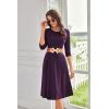 imageGRACE KARIN Fall Dresses for Women 2025 Casual 34 Sleeve Dress A Line Fit and Flare Midi Dress with PocketsDark Purple