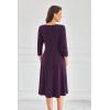 imageGRACE KARIN Fall Dresses for Women 2025 Casual 34 Sleeve Dress A Line Fit and Flare Midi Dress with PocketsDark Purple