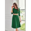 imageGRACE KARIN Fall Dresses for Women 2025 Casual 34 Sleeve Dress A Line Fit and Flare Midi Dress with PocketsGreen