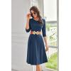 imageGRACE KARIN Fall Dresses for Women 2025 Casual 34 Sleeve Dress A Line Fit and Flare Midi Dress with PocketsNavy Blue