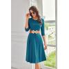 imageGRACE KARIN Fall Dresses for Women 2025 Casual 34 Sleeve Dress A Line Fit and Flare Midi Dress with PocketsPeacock Blue
