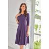 imageGRACE KARIN Fall Dresses for Women 2025 Casual 34 Sleeve Dress A Line Fit and Flare Midi Dress with PocketsPurple