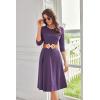 imageGRACE KARIN Fall Dresses for Women 2025 Casual 34 Sleeve Dress A Line Fit and Flare Midi Dress with PocketsPurple