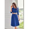 imageGRACE KARIN Fall Dresses for Women 2025 Casual 34 Sleeve Dress A Line Fit and Flare Midi Dress with PocketsRoyal Blue