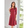 imageGRACE KARIN Fall Dresses for Women 2025 Casual 34 Sleeve Dress A Line Fit and Flare Midi Dress with PocketsWine Red
