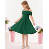 imageGRACE KARIN Girls Elegant Dress Off Shoulder ALine Casual Party Dresses for 614 YearsDark Green