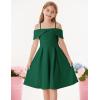 imageGRACE KARIN Girls Elegant Dress Off Shoulder ALine Casual Party Dresses for 614 YearsDark Green