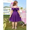 imageGRACE KARIN Girls Elegant Dress Off Shoulder ALine Casual Party Dresses for 614 YearsDark Purple
