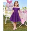 imageGRACE KARIN Girls Elegant Dress Off Shoulder ALine Casual Party Dresses for 614 YearsDark Purple
