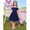 imageGRACE KARIN Girls Elegant Dress Off Shoulder ALine Casual Party Dresses for 614 YearsNavy Blue