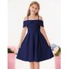 imageGRACE KARIN Girls Elegant Dress Off Shoulder ALine Casual Party Dresses for 614 YearsNavy Blue