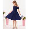 imageGRACE KARIN Girls Elegant Dress Off Shoulder ALine Casual Party Dresses for 614 YearsNavy Blue