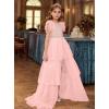 imageGRACE KARIN Girls Sequin Dress Formal Pageant Sparkle Party Ruffle Prom Maxi Dress Size 514YFantasy Pink