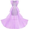 imageGRACE KARIN Girls Sequin Dress Formal Pageant Sparkle Party Ruffle Prom Maxi Dress Size 514YLight Purple
