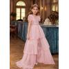 imageGRACE KARIN Girls Sequin Dress Formal Pageant Sparkle Party Ruffle Prom Maxi Dress Size 514YPink