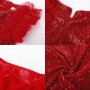 imageGRACE KARIN Girls Sequin Dress Formal Pageant Sparkle Party Ruffle Prom Maxi Dress Size 514YRed