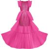 imageGRACE KARIN Girls Sequin Dress Formal Pageant Sparkle Party Ruffle Prom Maxi Dress Size 514YRose Red