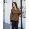 imageGRACE KARIN Womens Long Sleeve Tops Business Casual Dressy Button Down Peplum Blouses Fall Collared Work Elegant ShirtBrown