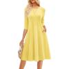 imageGRACE KARIN Fall Dresses for Women 2025 Casual 34 Sleeve Dress A Line Fit and Flare Midi Dress with PocketsLight Yellow