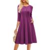 imageGRACE KARIN Fall Dresses for Women 2025 Casual 34 Sleeve Dress A Line Fit and Flare Midi Dress with PocketsMulberry
