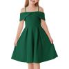 imageGRACE KARIN Girls Elegant Dress Off Shoulder ALine Casual Party Dresses for 614 YearsDark Green