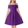 imageGRACE KARIN Girls Elegant Dress Off Shoulder ALine Casual Party Dresses for 614 YearsDark Purple