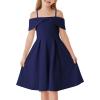 imageGRACE KARIN Girls Elegant Dress Off Shoulder ALine Casual Party Dresses for 614 YearsNavy Blue