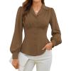 imageGRACE KARIN Womens Long Sleeve Tops Business Casual Dressy Button Down Peplum Blouses Fall Collared Work Elegant ShirtBrown