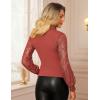 imageGRACE KARIN 2025 Womens Tops Wrap V Neck Shirt Lace Long Sleeve Blouses Dressy Casual Ruched Top Fall Fashion OutfitsCaramel Red