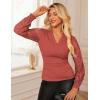imageGRACE KARIN 2025 Womens Tops Wrap V Neck Shirt Lace Long Sleeve Blouses Dressy Casual Ruched Top Fall Fashion OutfitsCaramel Red