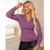 imageGRACE KARIN 2025 Womens Tops Wrap V Neck Shirt Lace Long Sleeve Blouses Dressy Casual Ruched Top Fall Fashion OutfitsDusty Purple