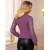 imageGRACE KARIN 2025 Womens Tops Wrap V Neck Shirt Lace Long Sleeve Blouses Dressy Casual Ruched Top Fall Fashion OutfitsDusty Purple