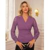 imageGRACE KARIN 2025 Womens Tops Wrap V Neck Shirt Lace Long Sleeve Blouses Dressy Casual Ruched Top Fall Fashion OutfitsDusty Purple
