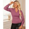 imageGRACE KARIN 2025 Womens Tops Wrap V Neck Shirt Lace Long Sleeve Blouses Dressy Casual Ruched Top Fall Fashion OutfitsFuchsia
