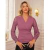 imageGRACE KARIN 2025 Womens Tops Wrap V Neck Shirt Lace Long Sleeve Blouses Dressy Casual Ruched Top Fall Fashion OutfitsFuchsia