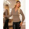 imageGRACE KARIN 2025 Womens Tops Wrap V Neck Shirt Lace Long Sleeve Blouses Dressy Casual Ruched Top Fall Fashion OutfitsLight Coffee