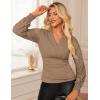 imageGRACE KARIN 2025 Womens Tops Wrap V Neck Shirt Lace Long Sleeve Blouses Dressy Casual Ruched Top Fall Fashion OutfitsLight Coffee