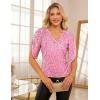 imageGRACE KARIN Womens 34 Length Sleeve Sequin Tops V Neck Velvet Ruched Blouses 2025 Glitter Trendy Party OutfitPink