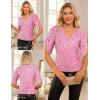imageGRACE KARIN Womens 34 Length Sleeve Sequin Tops V Neck Velvet Ruched Blouses 2025 Glitter Trendy Party OutfitPink