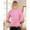 imageGRACE KARIN Womens 34 Length Sleeve Sequin Tops V Neck Velvet Ruched Blouses 2025 Glitter Trendy Party OutfitPink
