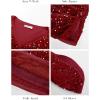 imageGRACE KARIN Womens 34 Length Sleeve Sequin Tops V Neck Velvet Ruched Blouses 2025 Glitter Trendy Party OutfitRed