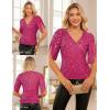 imageGRACE KARIN Womens 34 Length Sleeve Sequin Tops V Neck Velvet Ruched Blouses 2025 Glitter Trendy Party OutfitRose Red