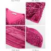 imageGRACE KARIN Womens 34 Length Sleeve Sequin Tops V Neck Velvet Ruched Blouses 2025 Glitter Trendy Party OutfitRose Red