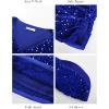 imageGRACE KARIN Womens 34 Length Sleeve Sequin Tops V Neck Velvet Ruched Blouses 2025 Glitter Trendy Party OutfitRoyal Blue