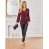 imageGRACE KARIN Womens Long Sleeve Sparkly Tops V Neck Elegant Glitter Shirts 2025 Fall Dressy Blouses for Party Wedding GuestWine Red