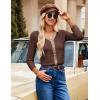 imageGRACE KARIN Womens Cardigan Sweaters Lightweight Long Sleeve Cropped Cardigan Fall Fashion Outfits Clothes Striped ShrugContrast Brown